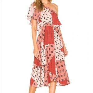 House Of Harlow 1960 Lea Dress in Rose Patchwork Midi